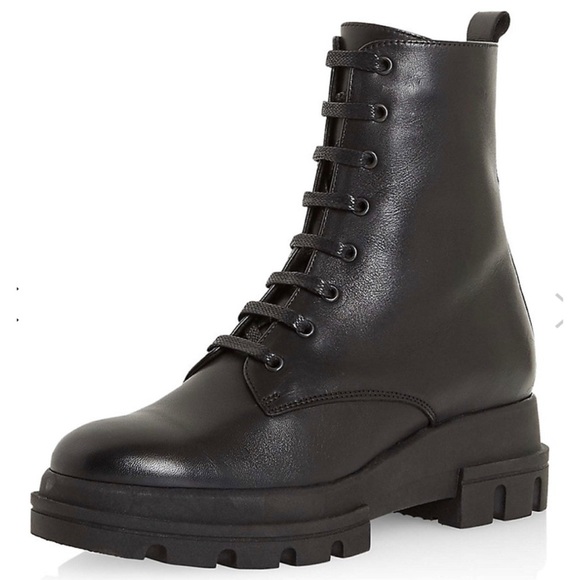 Dune London Shoes - DUNE London Parque T Chunky Lugsole Outsole Lace Up Black Leather Ankle Boots